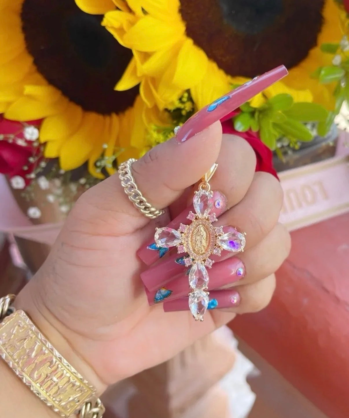 Pink virgin cross
