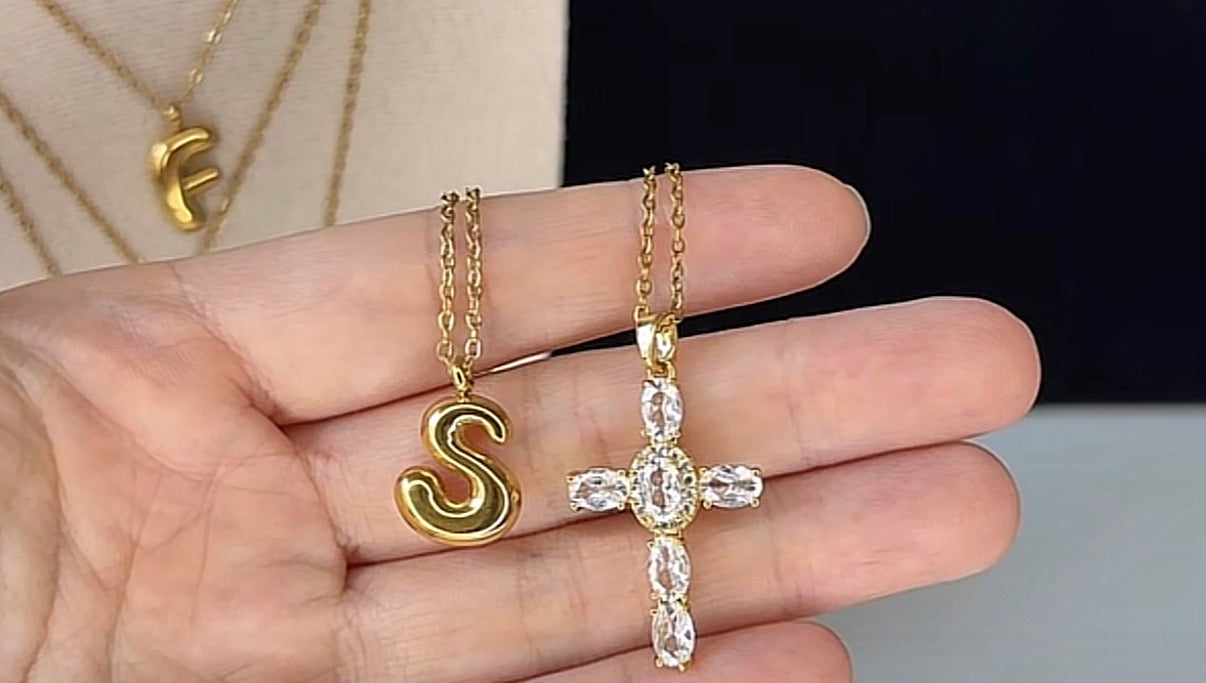 Layered initial x cross necklaces
